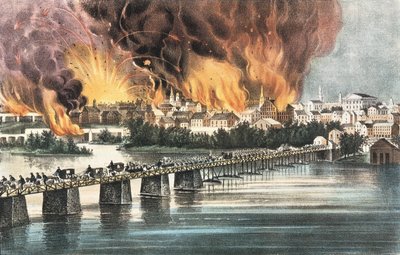 Caduta di Richmond, 2 aprile 1865 da N. and Ives, J.M. Currier